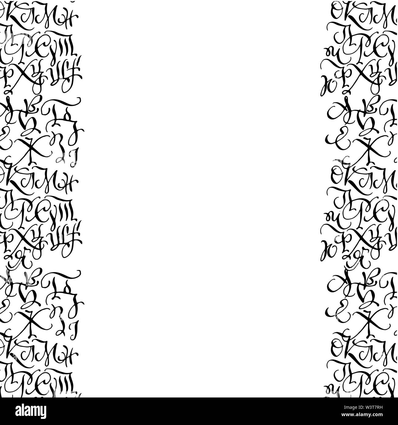 Negro dibujado a mano de estilo árabe caligrafía de alta calidad de las fronteras con las letras del alfabeto nativo ucraniano en scoropys estilo caligráfico. Aislado sobre fondo blanco. Ilustración del Vector