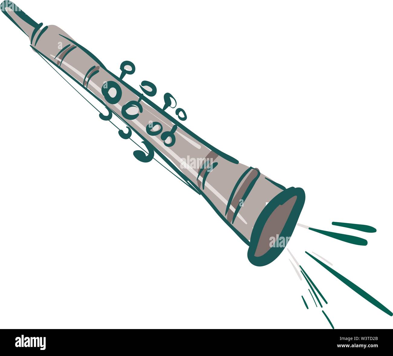 Un verde clarinete instrumento musical, el vector, el color de dibujo o  ilustración Imagen Vector de stock - Alamy