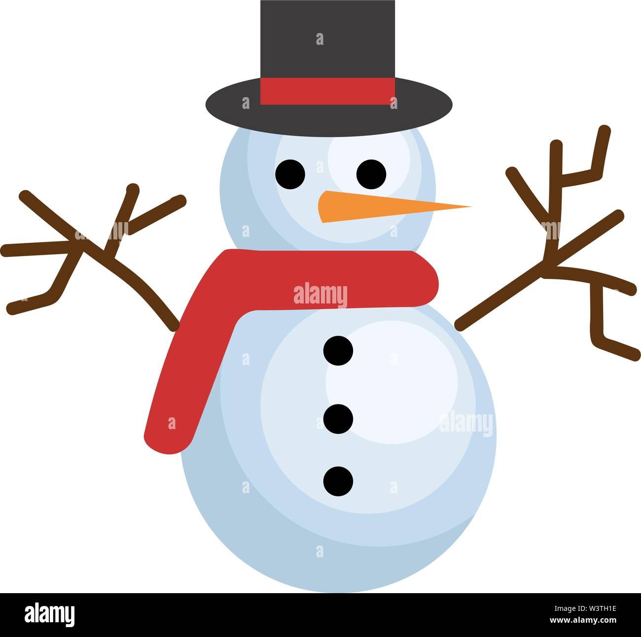 Un lindo muñeco de nieve con pañuelo rojo y un sombrero, el vector, el  color de dibujo o ilustración Imagen Vector de stock - Alamy