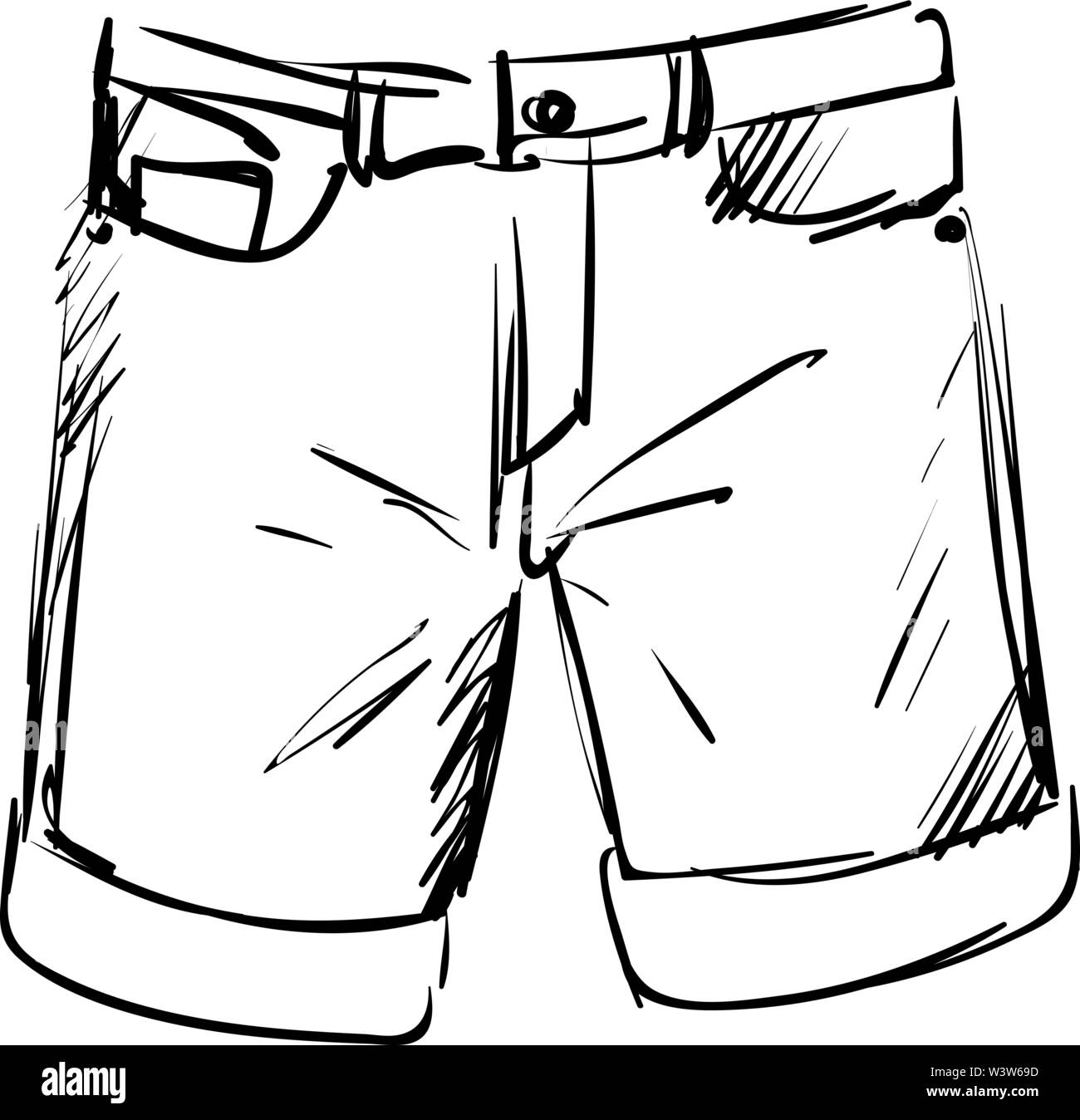Hombre shorts dibujo, ilustración, vector sobre fondo blanco Imagen Vector  de stock - Alamy