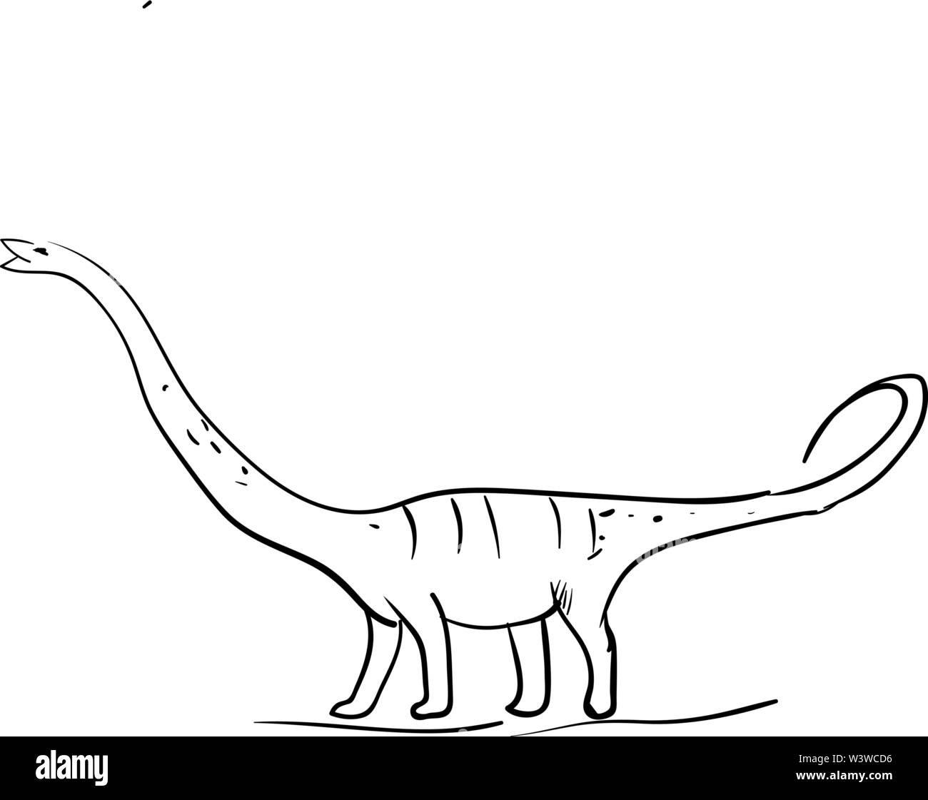 Dibujo de dinosaurios de cuello largo, ilustración, vector sobre fondo  blanco Imagen Vector de stock - Alamy