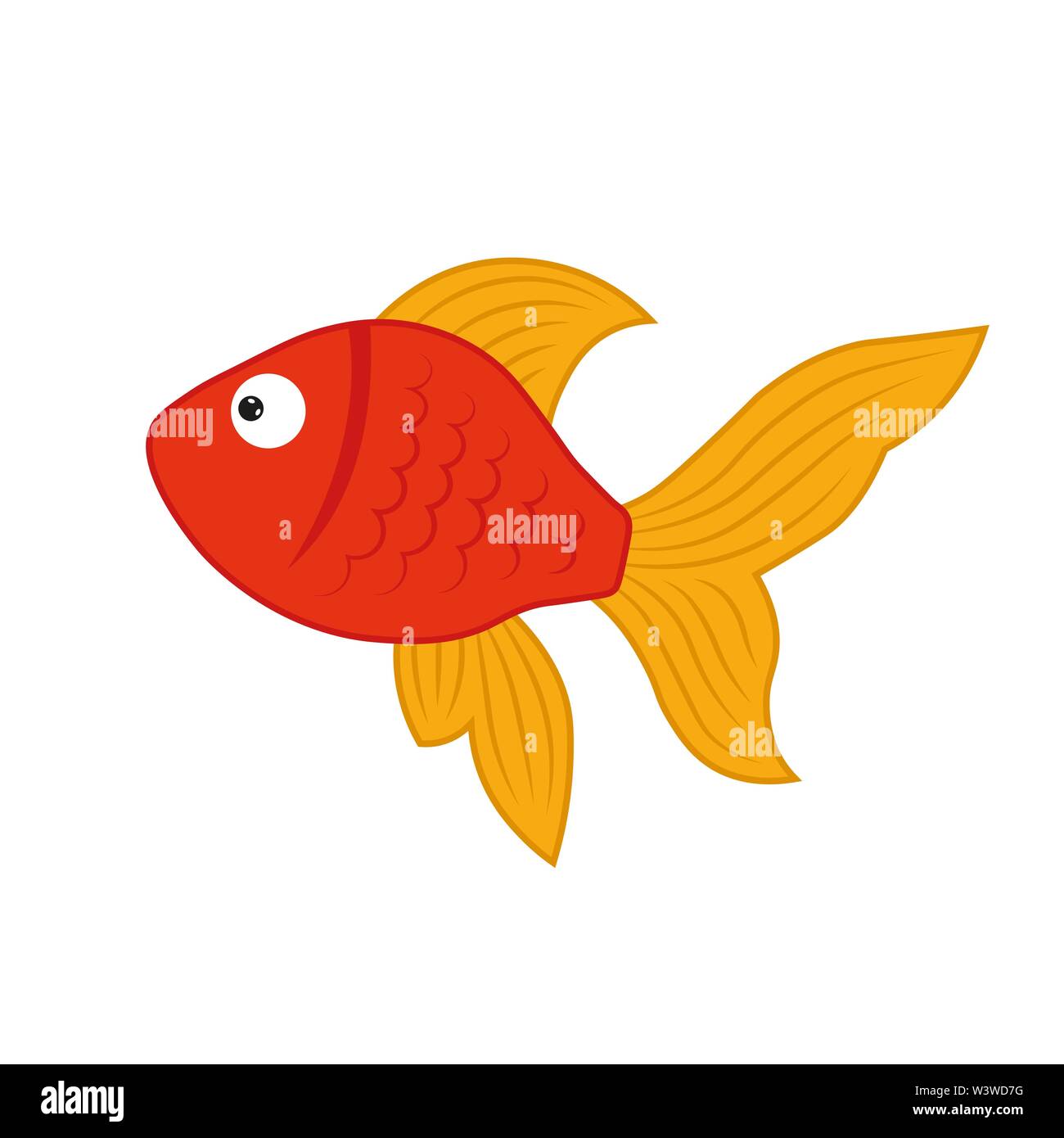 Acuario pequeños peces cute dibujos animados. Simple ilustración vectorial  de pez rojo para los niños Imagen Vector de stock - Alamy