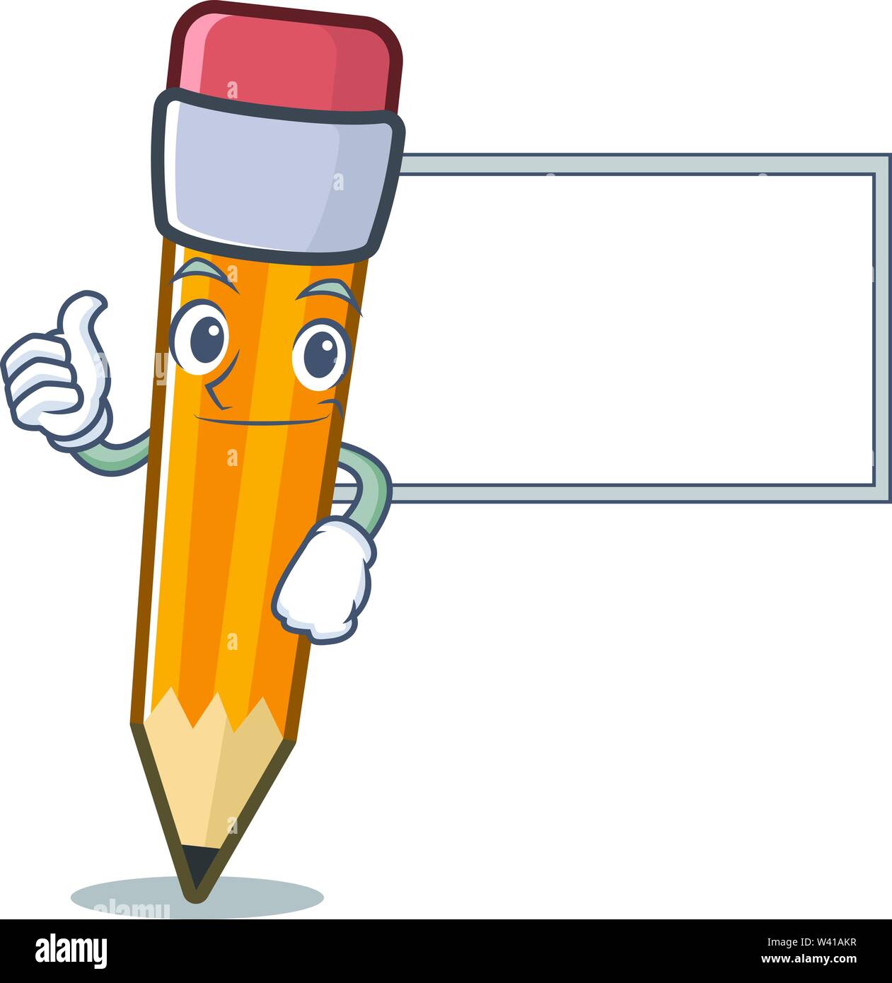 Thumbs up con junta lápiz encima de los cuadernos de dibujos animados una  ilustración vectorial Imagen Vector de stock - Alamy