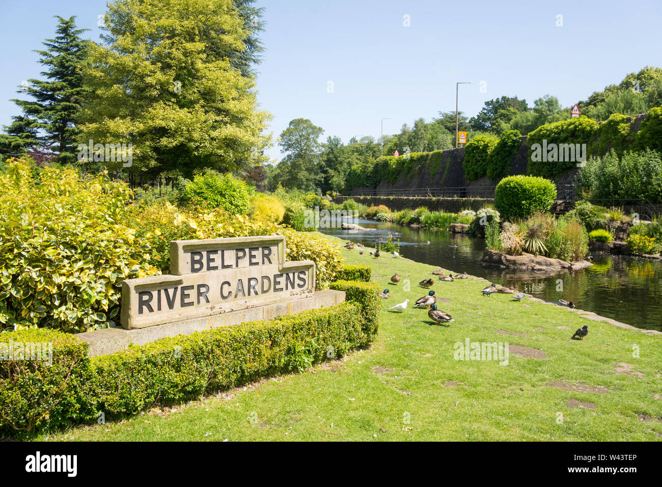 El grado II figuran Belper River Gardens en Derbyshire, Inglaterra, Reino Unido. Foto de stock