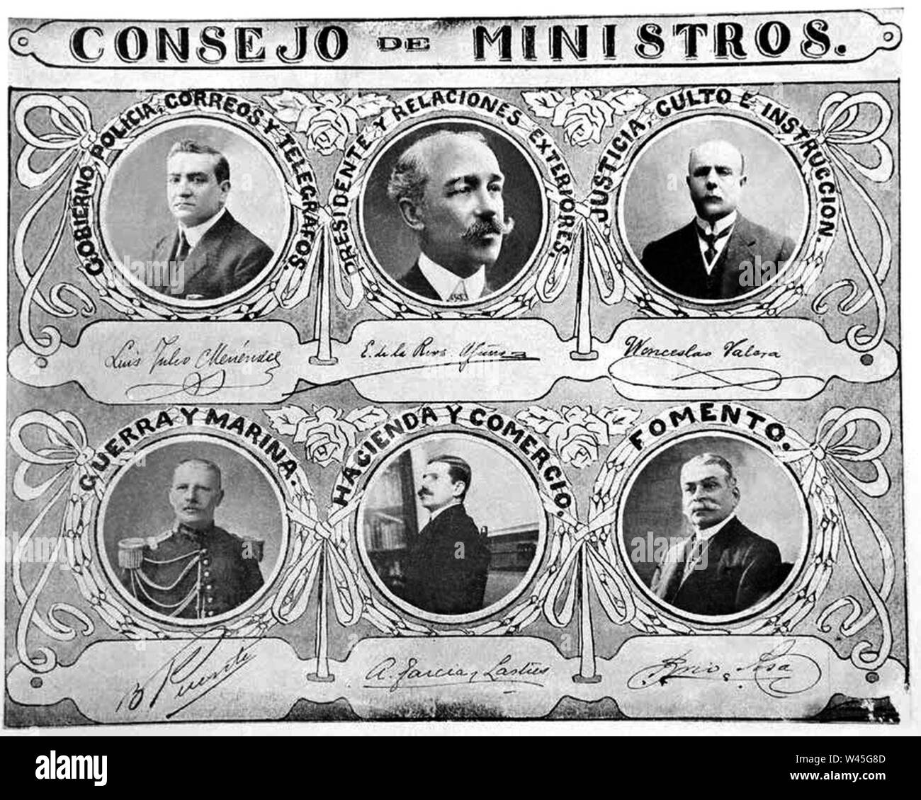Consejo Ministros Perú 1915. Foto de stock