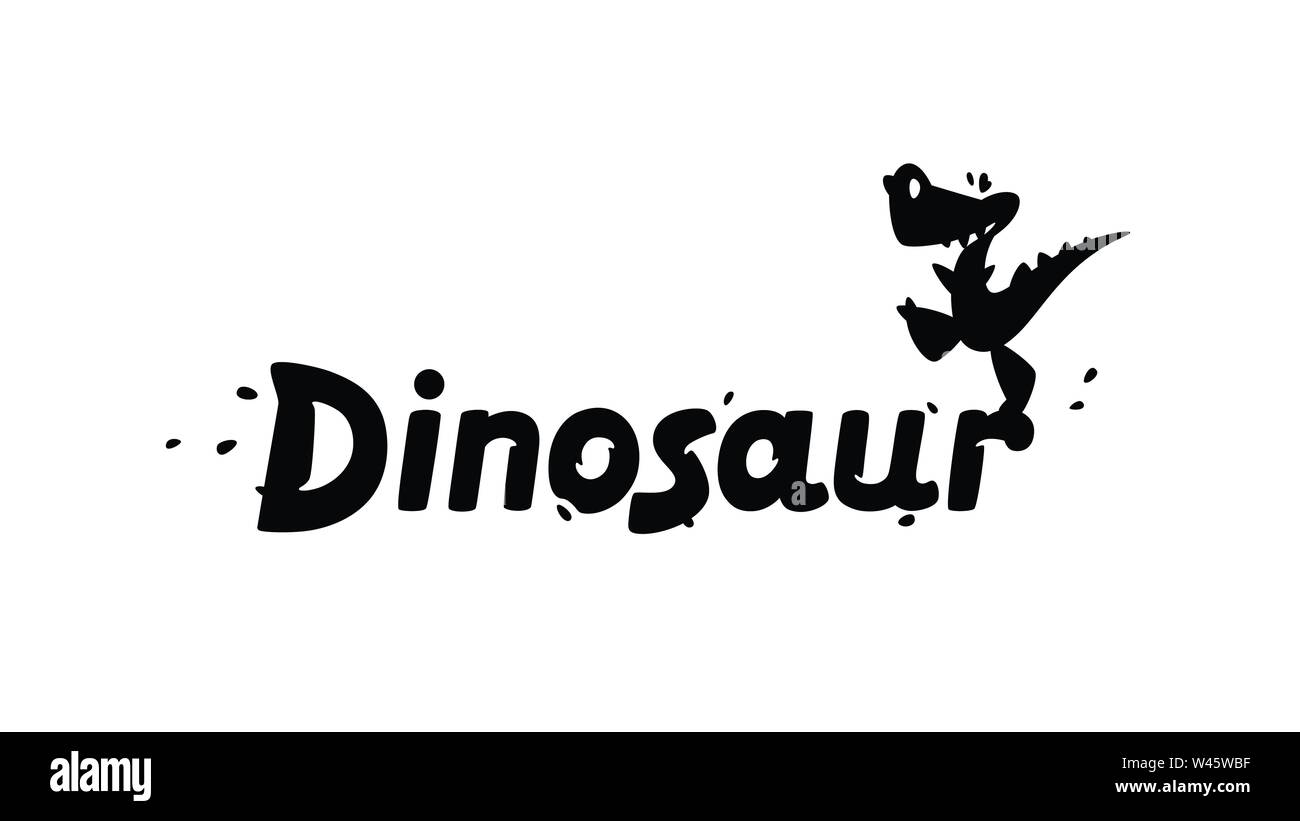 Logotipo de un dinosaurio de dibujos animados. Ilustración vectorial. Los niños la imagen del dragón. Imagen está aislado sobre fondo blanco. Símbolo, emblema de los niños. Ilustración del Vector