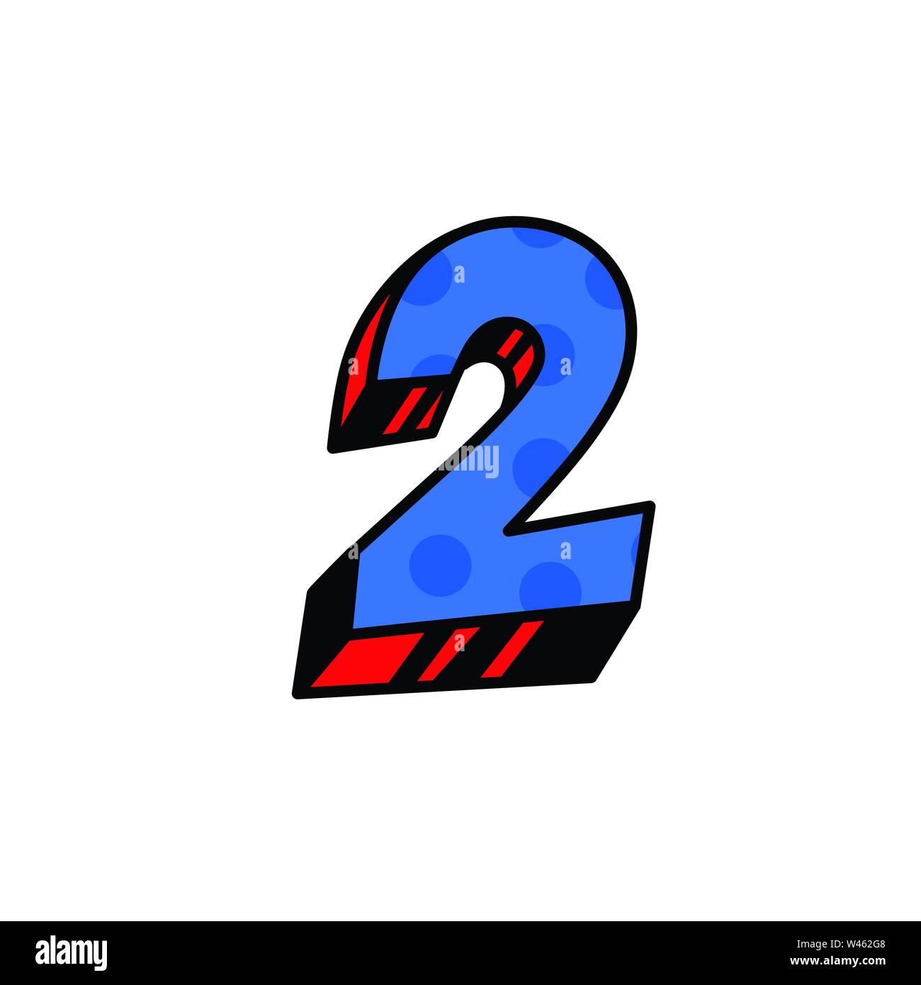 Figura 2 En El Estilo De Dibujos Animados Vector Azul Oscuro De Contorno Lineal Figuras Con Relleno Azul Espesor Brillantes Numeros Arabigos Numeros A Granel Trama De Relleno Imagen Vector De Stock