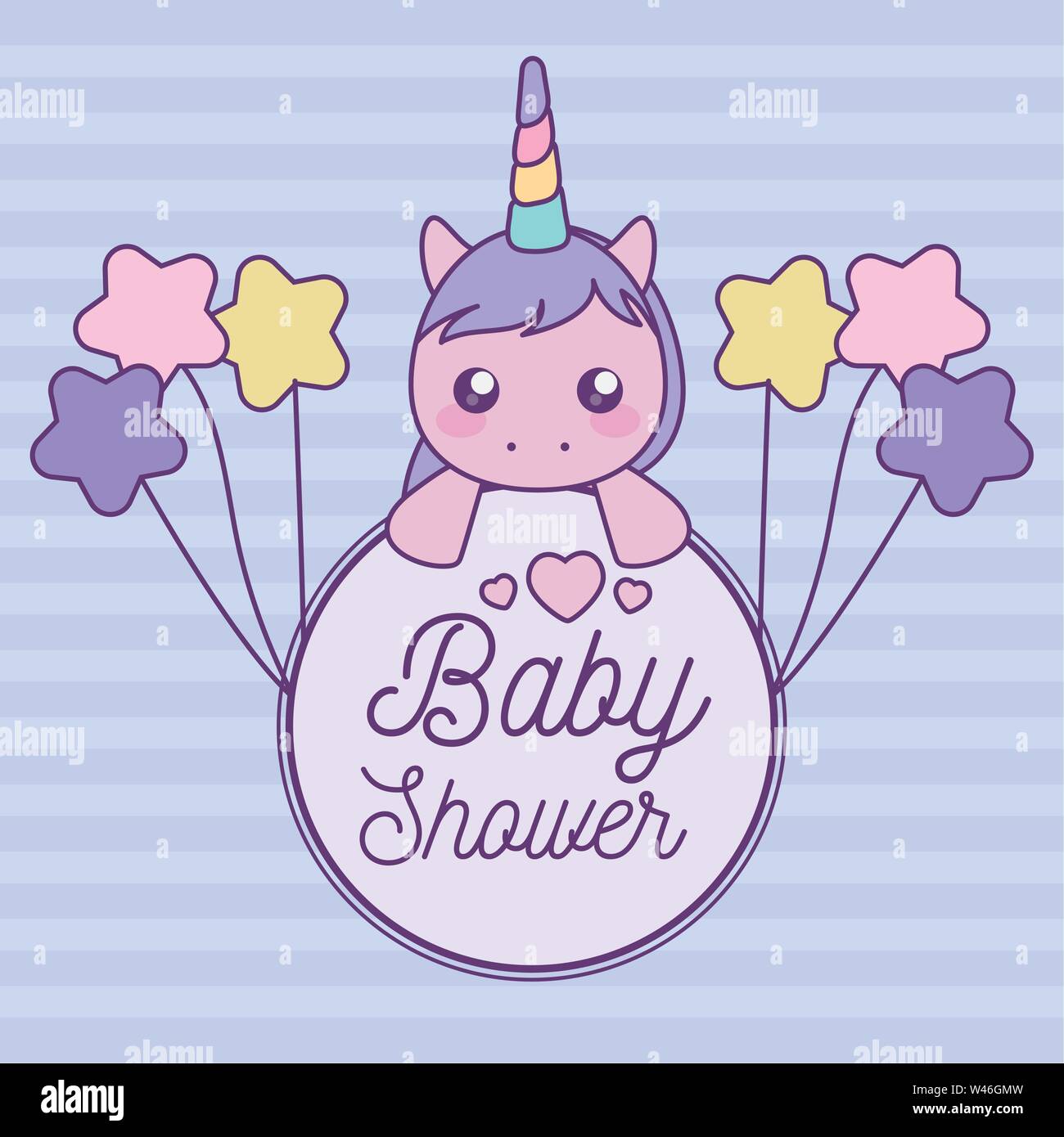 Tarjeta de baby shower con cabeza de unicornio lindo diseño ilustración  vectorial Imagen Vector de stock - Alamy