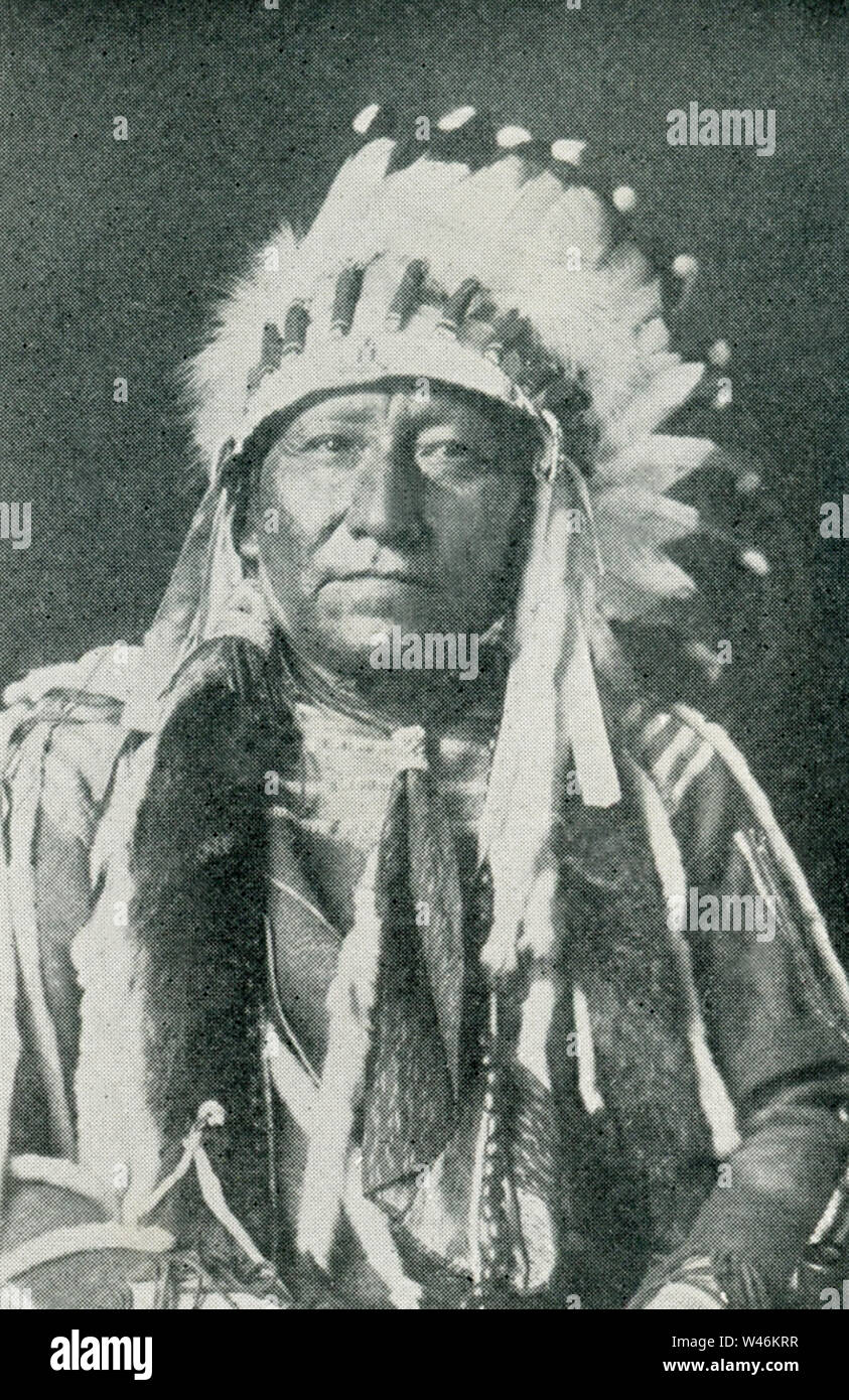 Famoso Jefe Indio: Aquqar-enuts Cruz o plumas, Siouthern Algonquin-Cheyenne (tribu) Foto de stock
