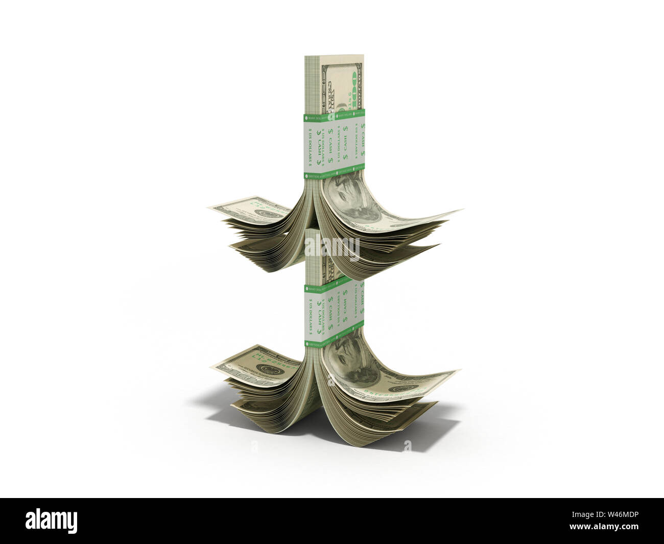 Grandes cantidades de dinero como un árbol de Navidad en 3D Render en