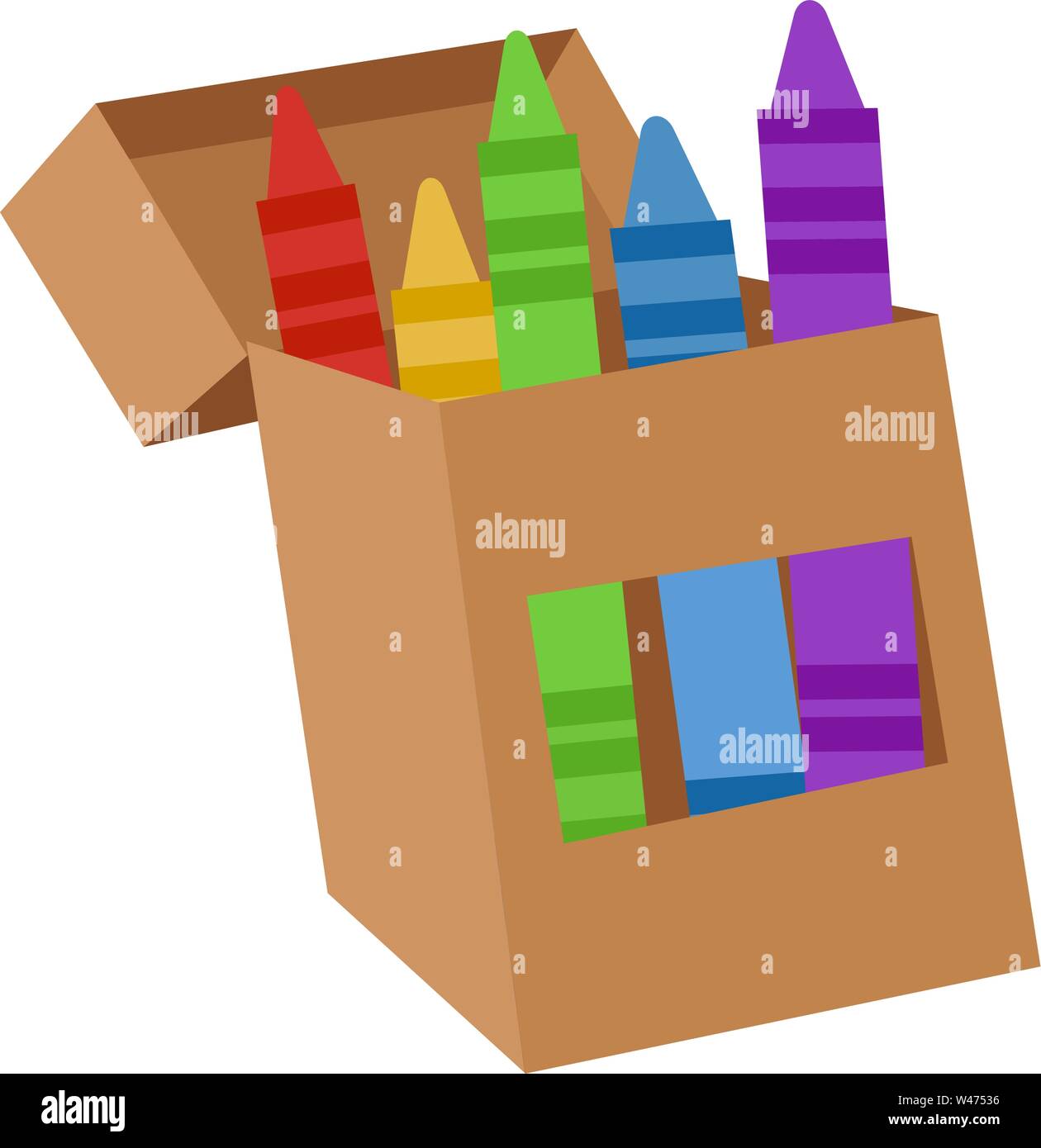 Caja de crayones, ilustración, vector sobre fondo blanco Imagen Vector de  stock - Alamy