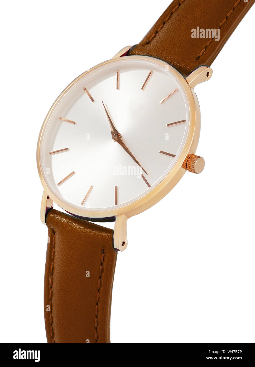 La mujer cl sica reloj de oro con esfera blanca y correa de cuero