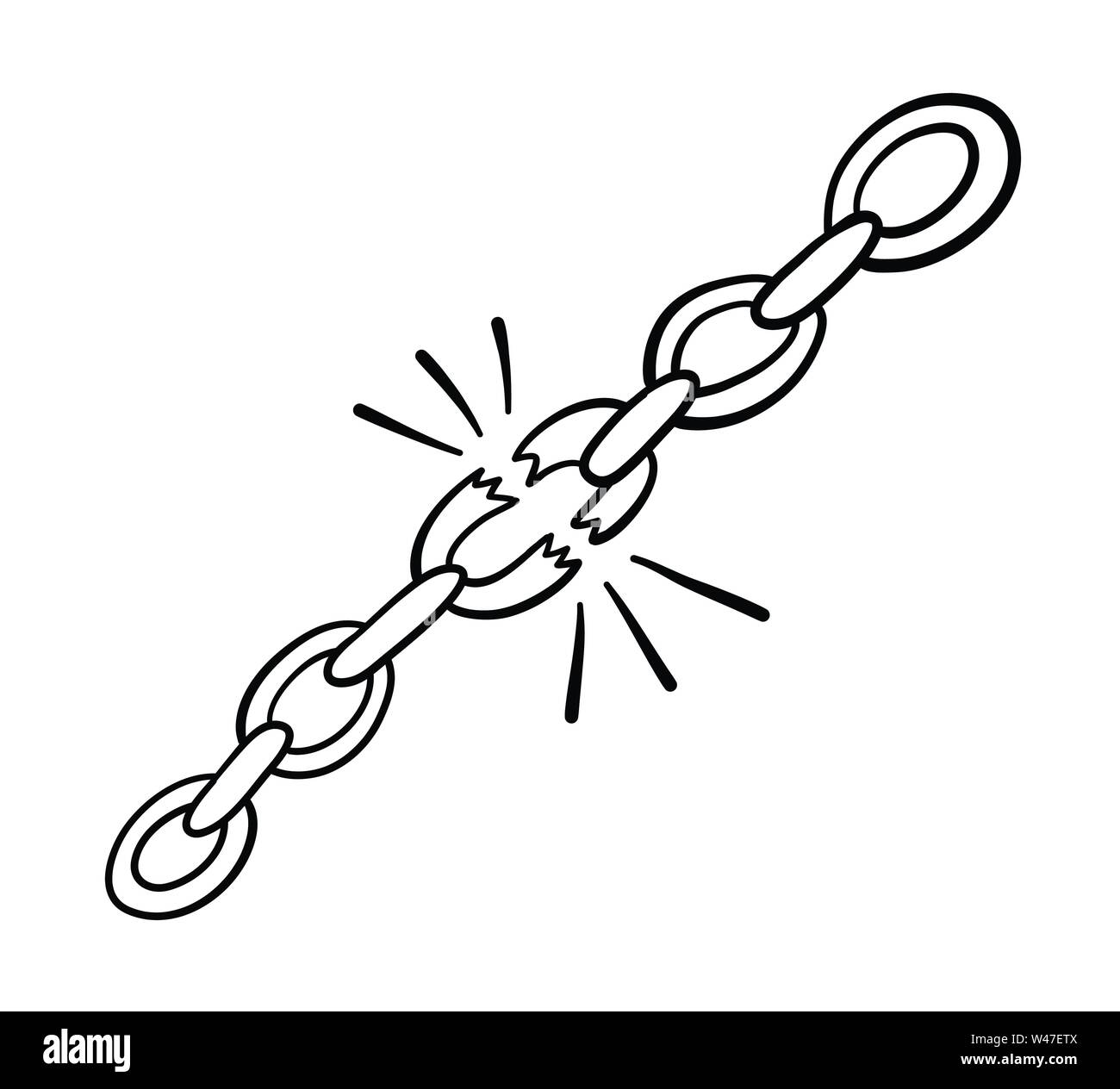Vector ilustración dibujado a mano de cadenas se rompen. Contornos en negro  y fondo blanco Imagen Vector de stock - Alamy