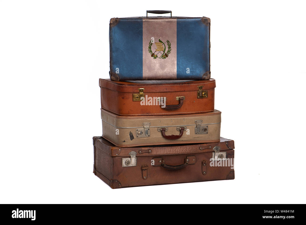 Guatemala, Guatemala concepto de viaje. Grupo de maletas vintage aislado  sobre fondo blanco Fotografía de stock - Alamy