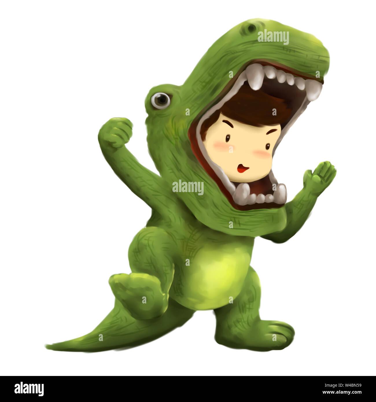 Ilustración de cabrito en traje animal, cabrito en T-Rex disfraz Fotografía  de stock - Alamy