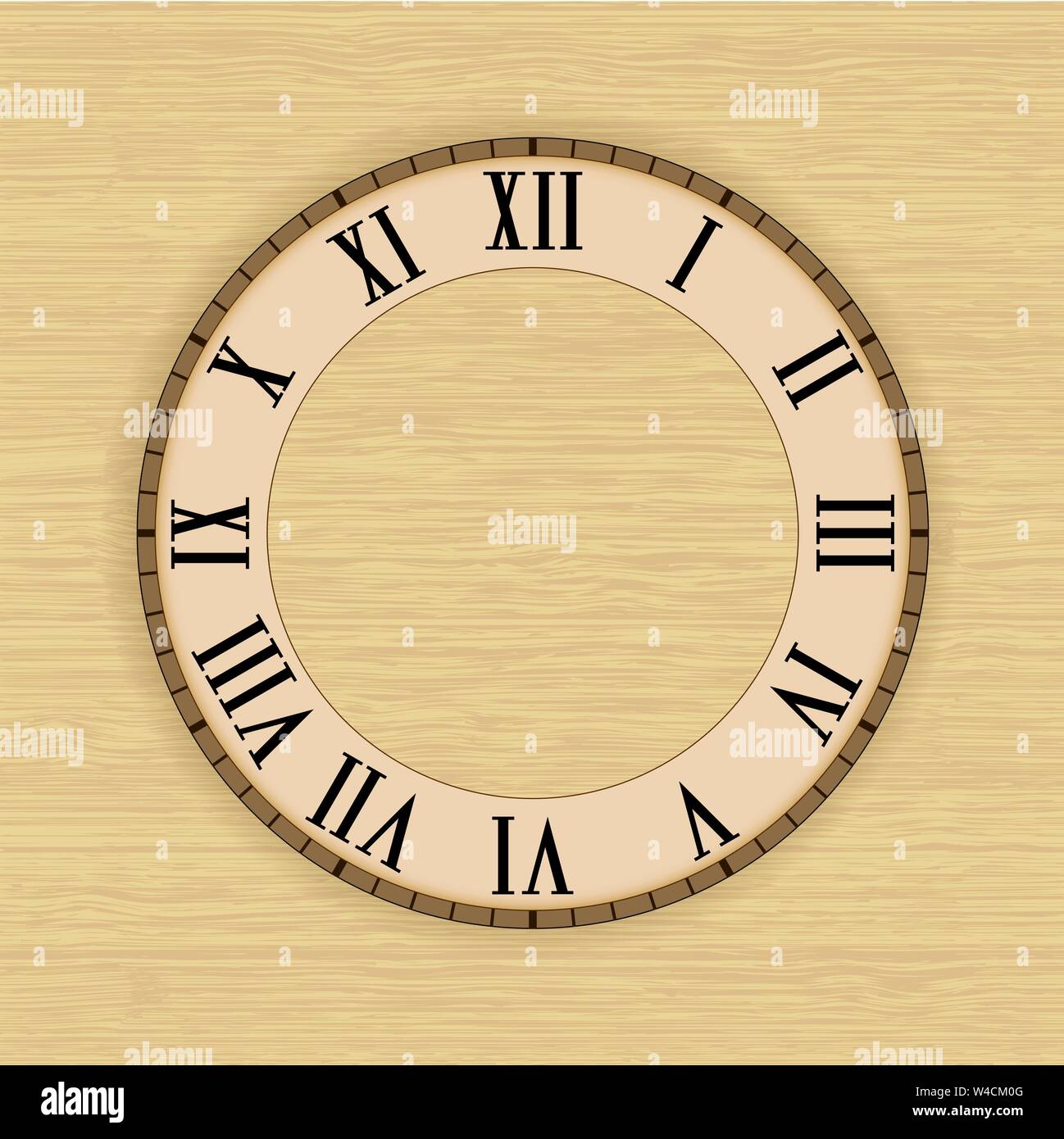 Reloj con números romanos. Sobre fondo beige Ilustración del Vector