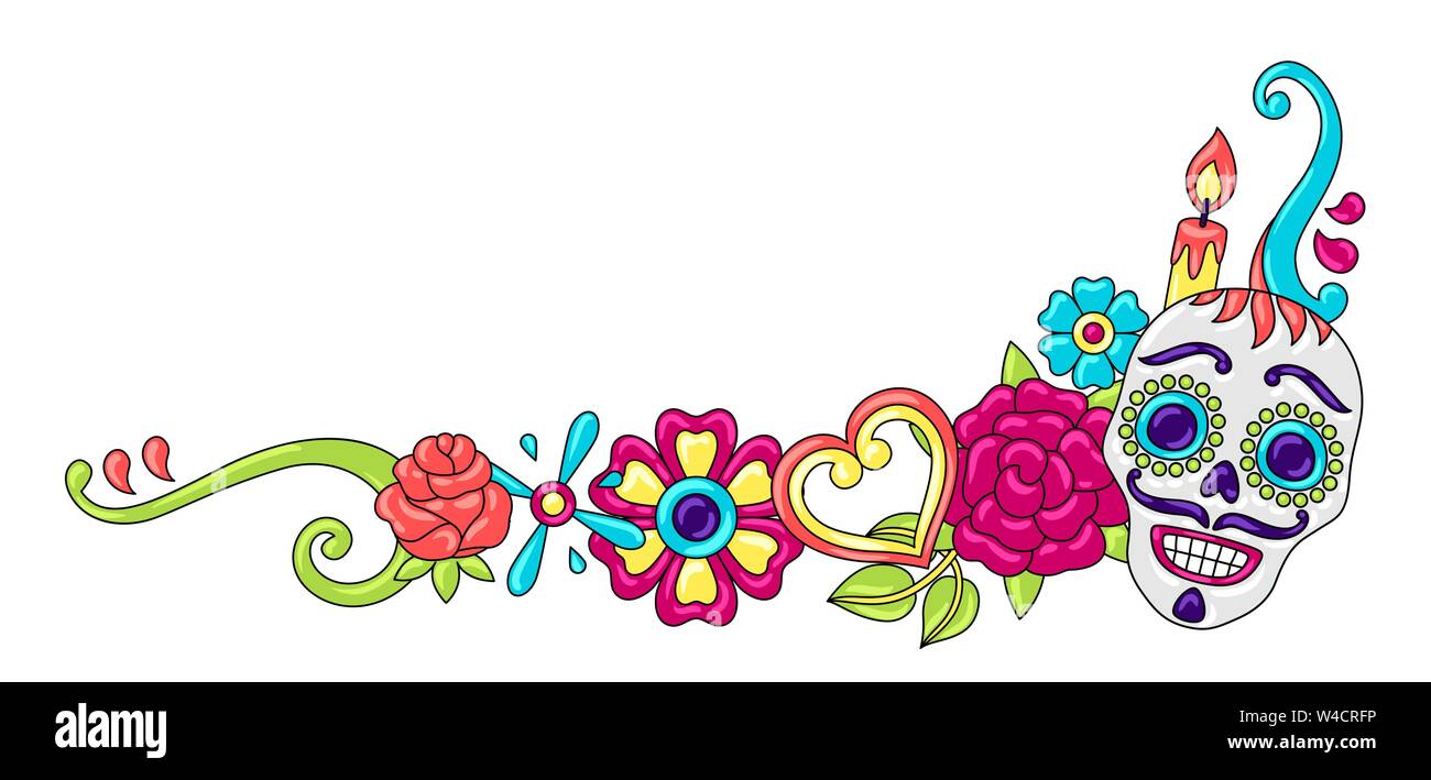 La decoración del día de los muertos. Las calaveras de azúcar con  ornamentación floral Imagen Vector de stock - Alamy