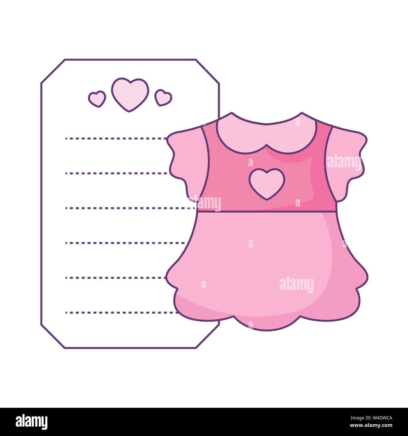 Vestido para niña con tarjeta diseño ilustración vectorial Imagen Vector de stock - Alamy