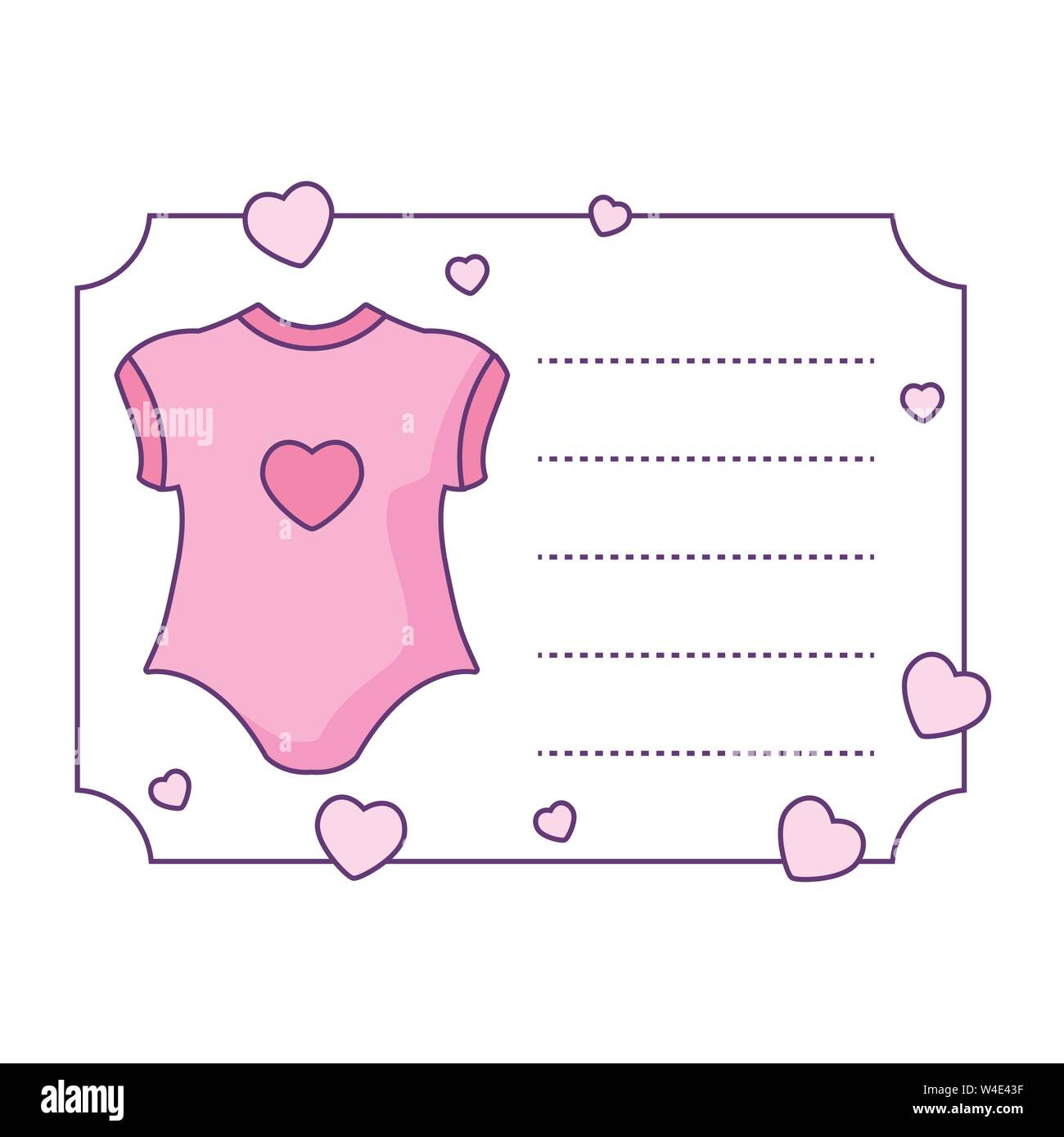Ropa bebé niña con tarjeta diseño ilustración vectorial Imagen Vector de stock - Alamy