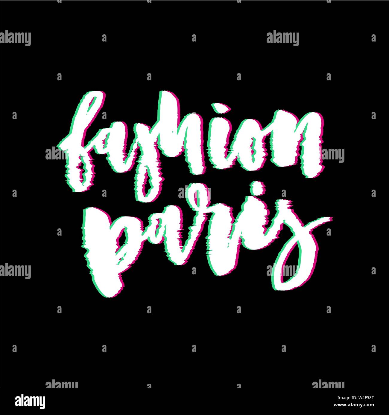 Glitch lema Fashion Paris vector t-shirt de impresión Ilustración del Vector