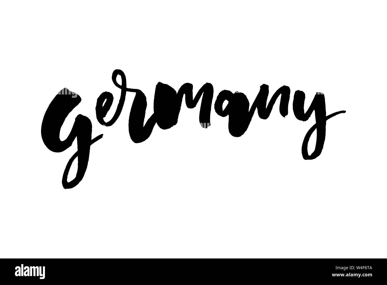 Texto Script word art vector diseño de letras del nombre del país para  Alemania. Ilustración de tinta. Cepillo moderno caligrafía. Aislado sobre  fondo blanco Imagen Vector de stock - Alamy