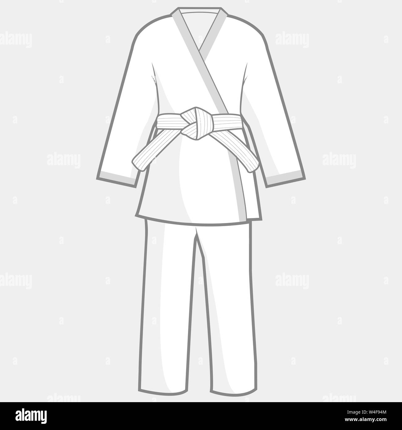 Ilustración de artes marciales uniformes. Karate, Taekwondo, judo, jiujitsu, kickboxing o traje