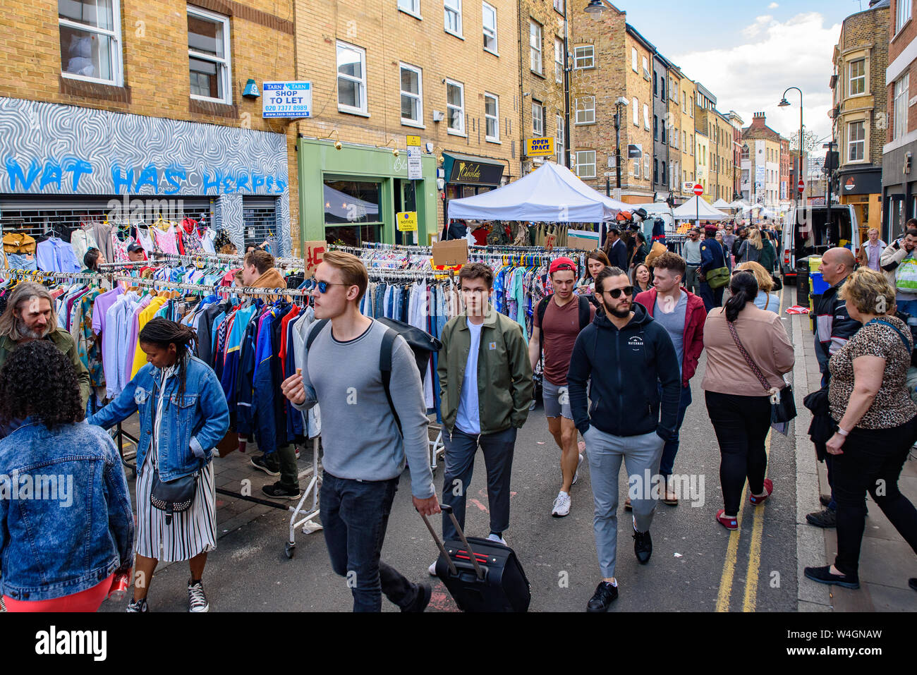 El mercado de los domingos de Brick Lane en Londres, Reino Unido Foto de stock