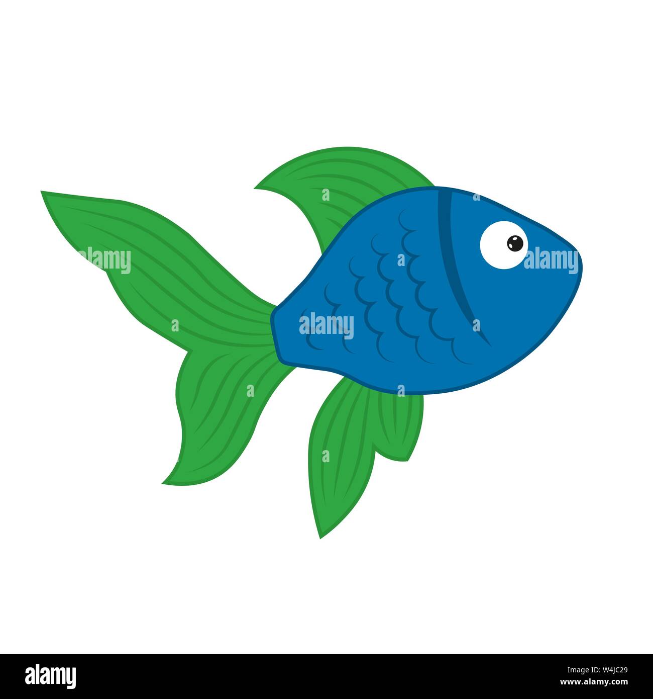 Acuario pequeños peces cute dibujos animados. Simple ilustración vectorial  del pescado azul para los niños Imagen Vector de stock - Alamy