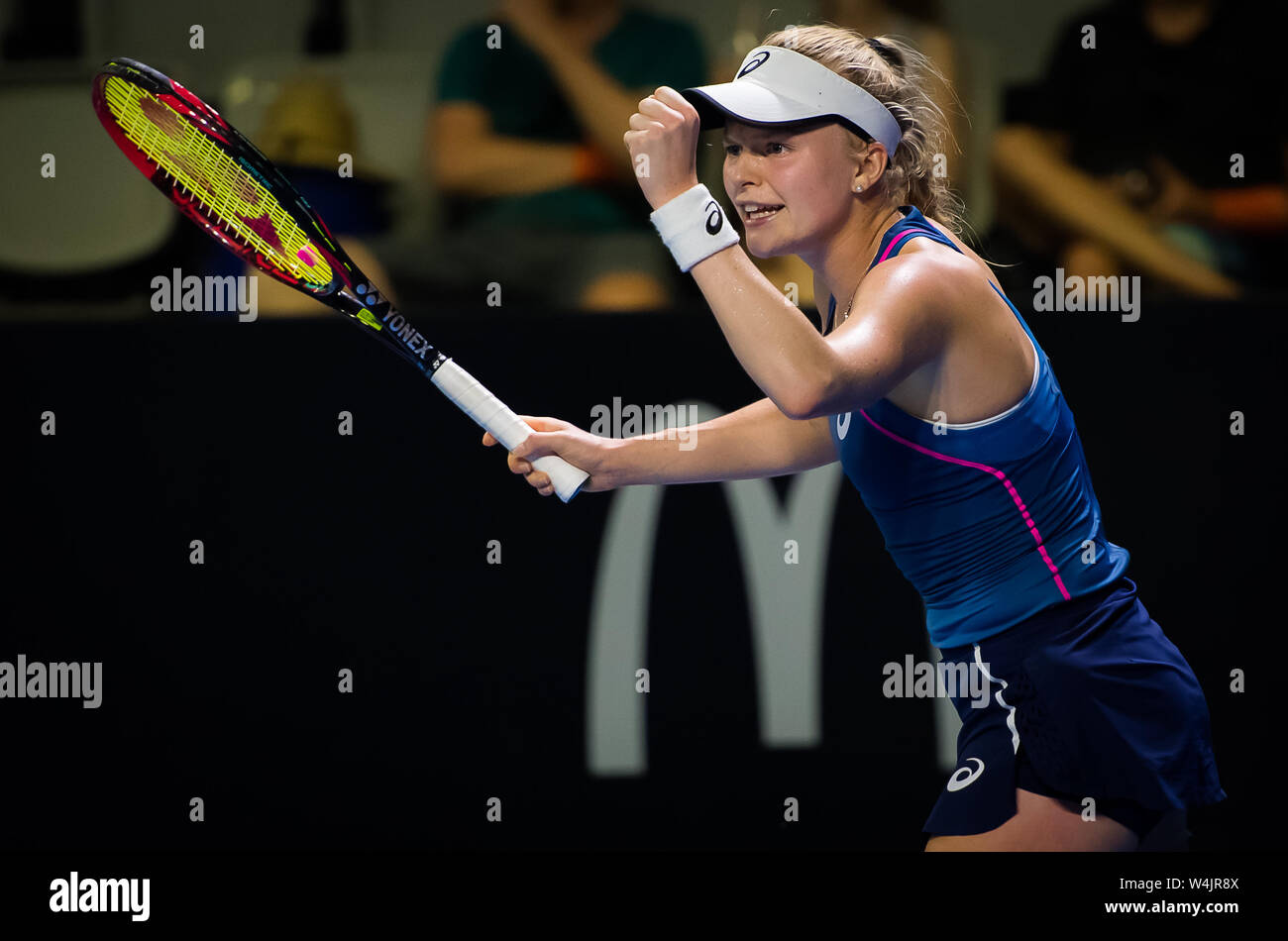 Harriet Dart de Gran Bretaña en acción durante su primera ronda de coincidir en el 2019 internacional de Brisbane WTA torneo de tenis Premier Foto de stock