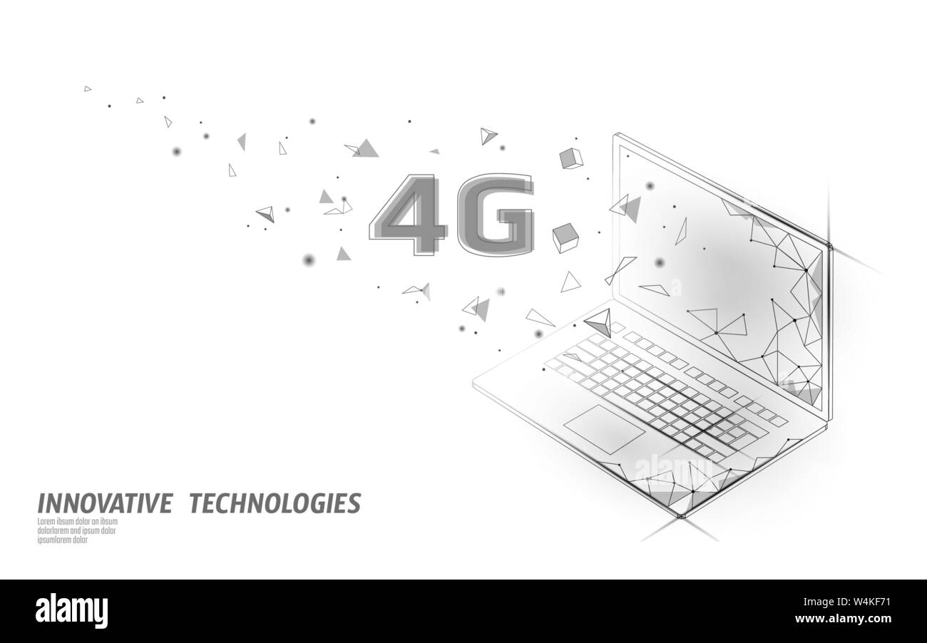 4G inalámbrica nueva conexión wifi a internet. Dispositivo móvil portátil 3D isométrico Plano. Red global de innovación de alta velocidad tecnología de frecuencia de datos de conexión Ilustración del Vector