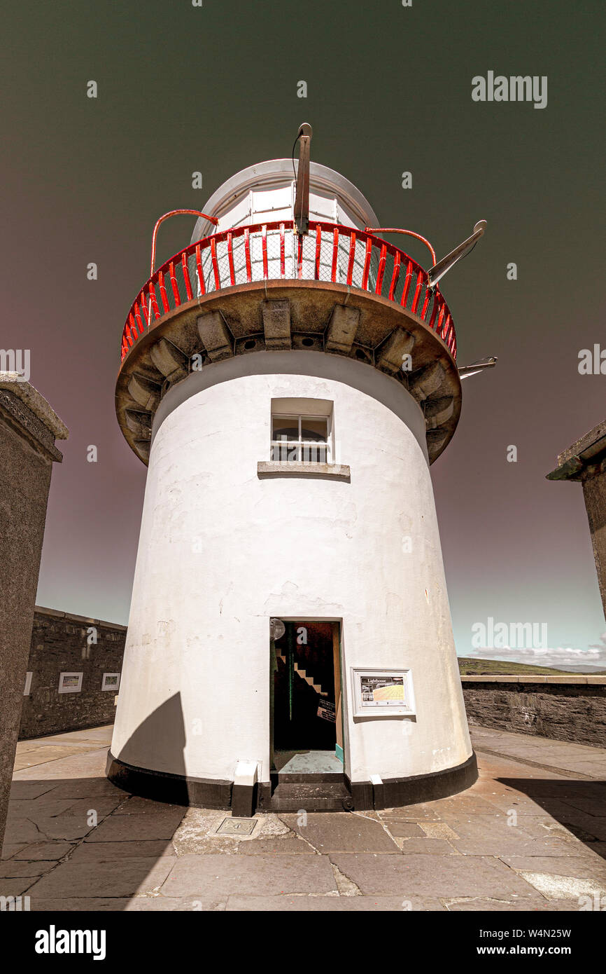 Interior de Valentia Island Lighthouse a punto de Cromwell, Condado de Kerry, Irlanda Foto de stock