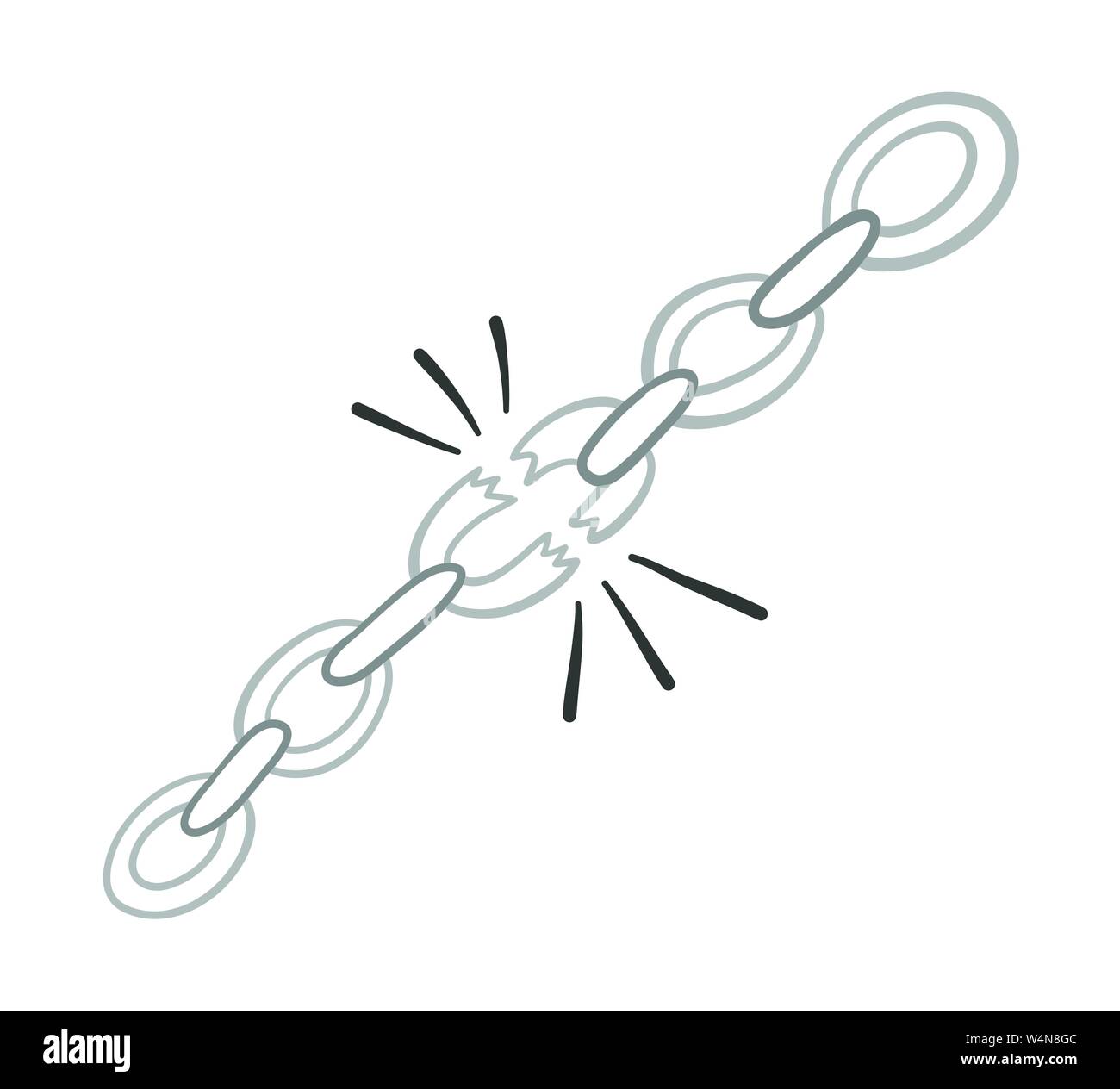 Vector ilustración dibujado a mano de cadenas se rompen. Esquemas de  colores y fondo blanco Imagen Vector de stock - Alamy