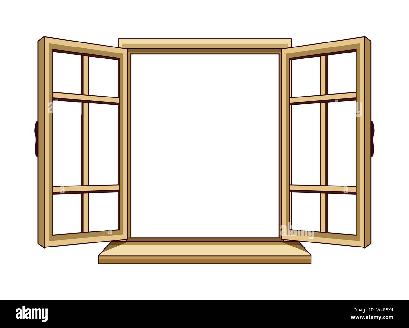 Abra la ventana de la casa aislada de dibujos animados Imagen Vector de  stock - Alamy