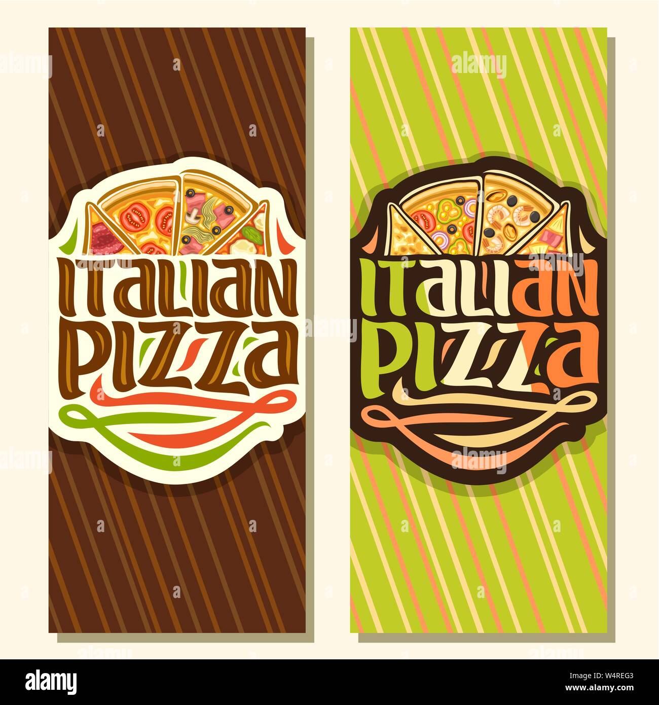 Vector banners verticales para pizza italiana Ilustración del Vector