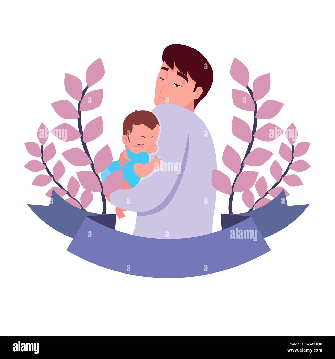 Papa Llevando A Su Bebe En Sus Brazos Ilustracion Vectorial Imagen Vector De Stock Alamy