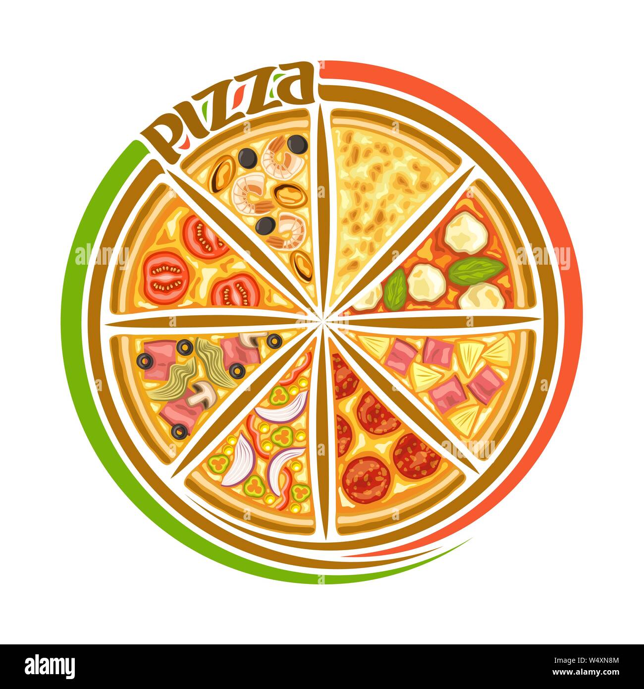 Vector logo para pizza italiana Ilustración del Vector