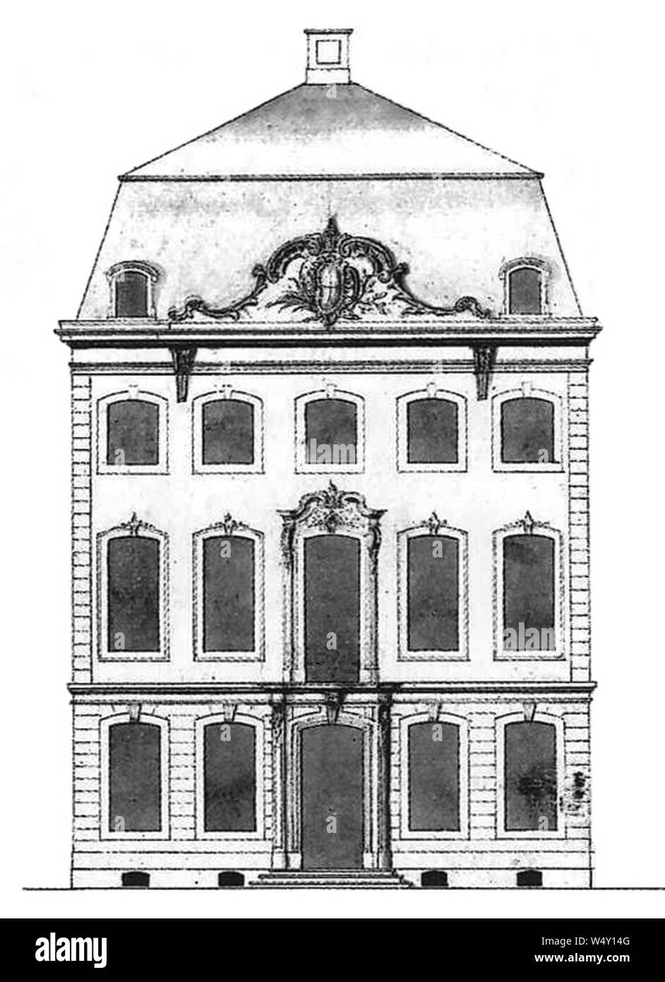 En Ecklage Couven-Entwurf Buergerhaus. Foto de stock