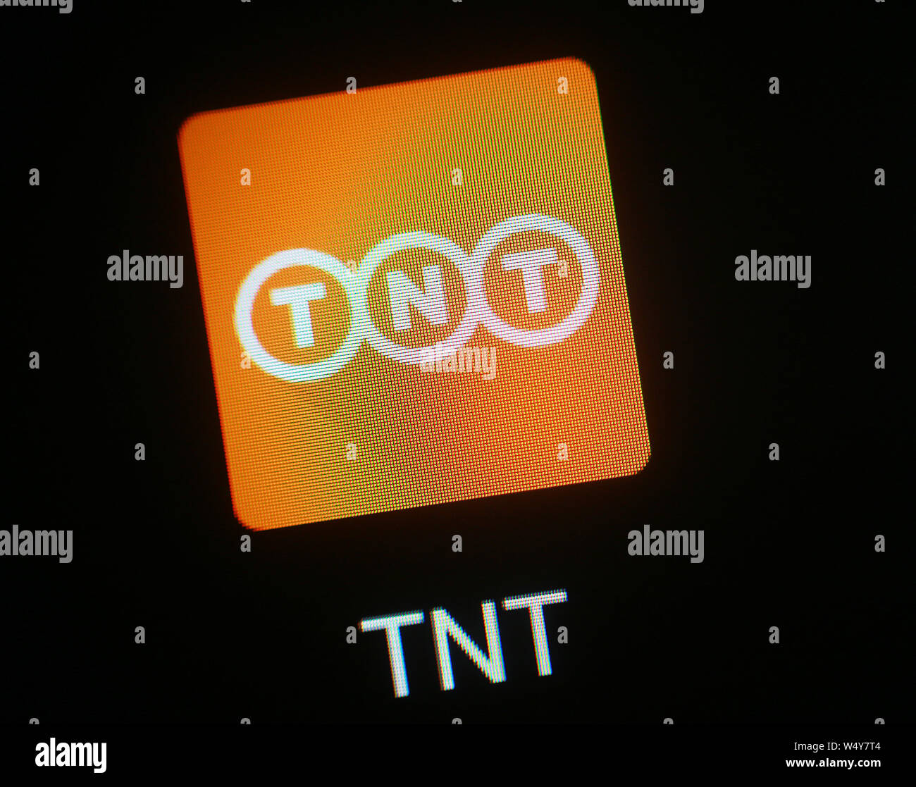 TNT Express application icono en la pantalla del ordenador. Foto de stock