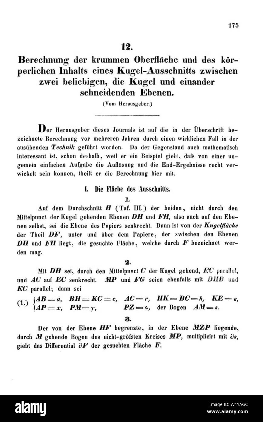 Crelle Berechnung 1856. Foto de stock