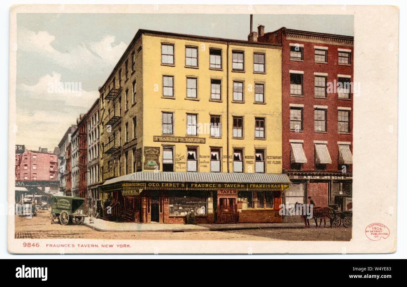 Grabado postal del Fraunce's Tavern en amplias calles y Perla, New York  City, New York, publicado por Detroit Publishing Co, 1906. Desde la  Biblioteca Pública de Nueva York Fotografía de stock - Alamy