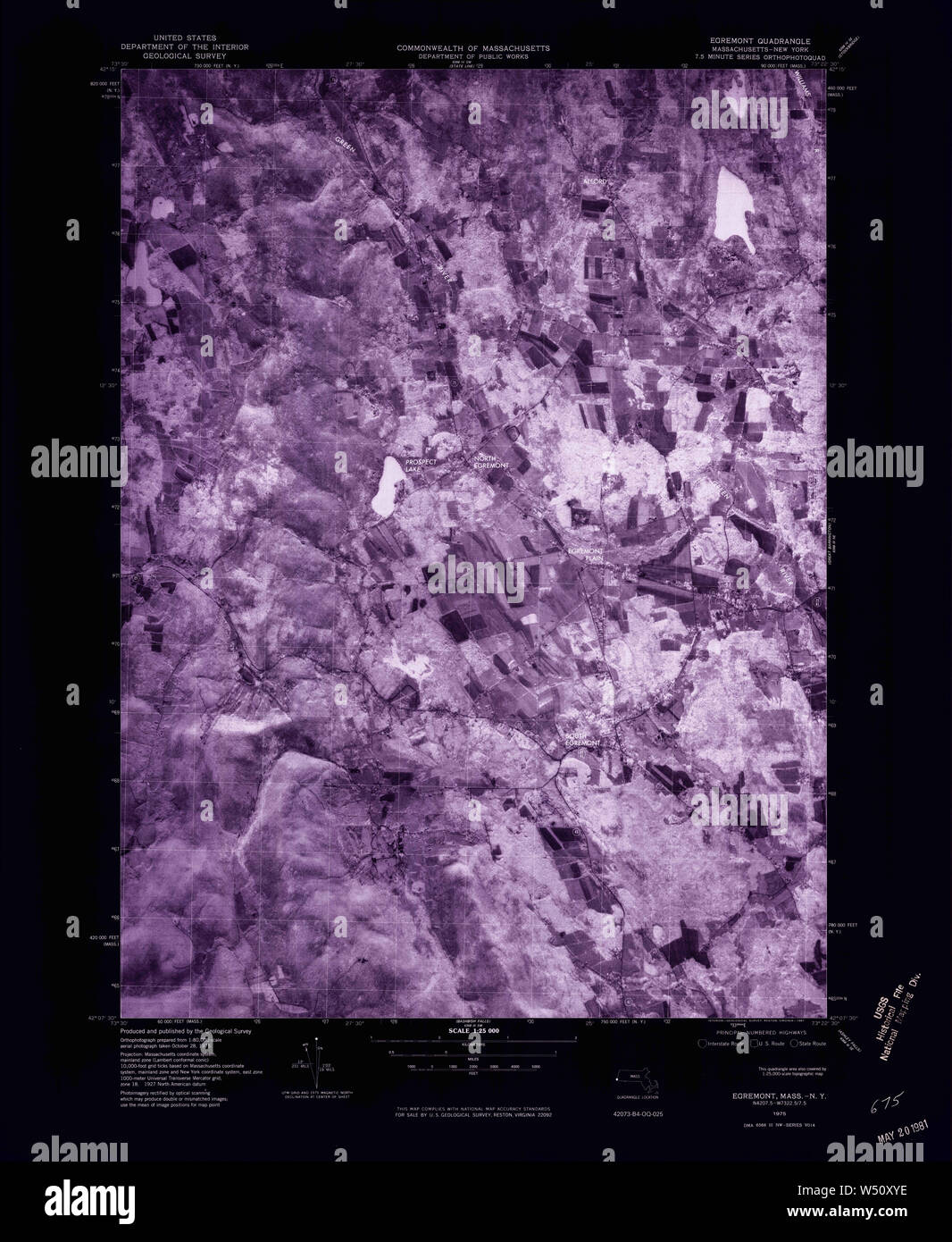 Massachusetts USGS TOPO Mapas Históricos de Egremont MA 25000 1975