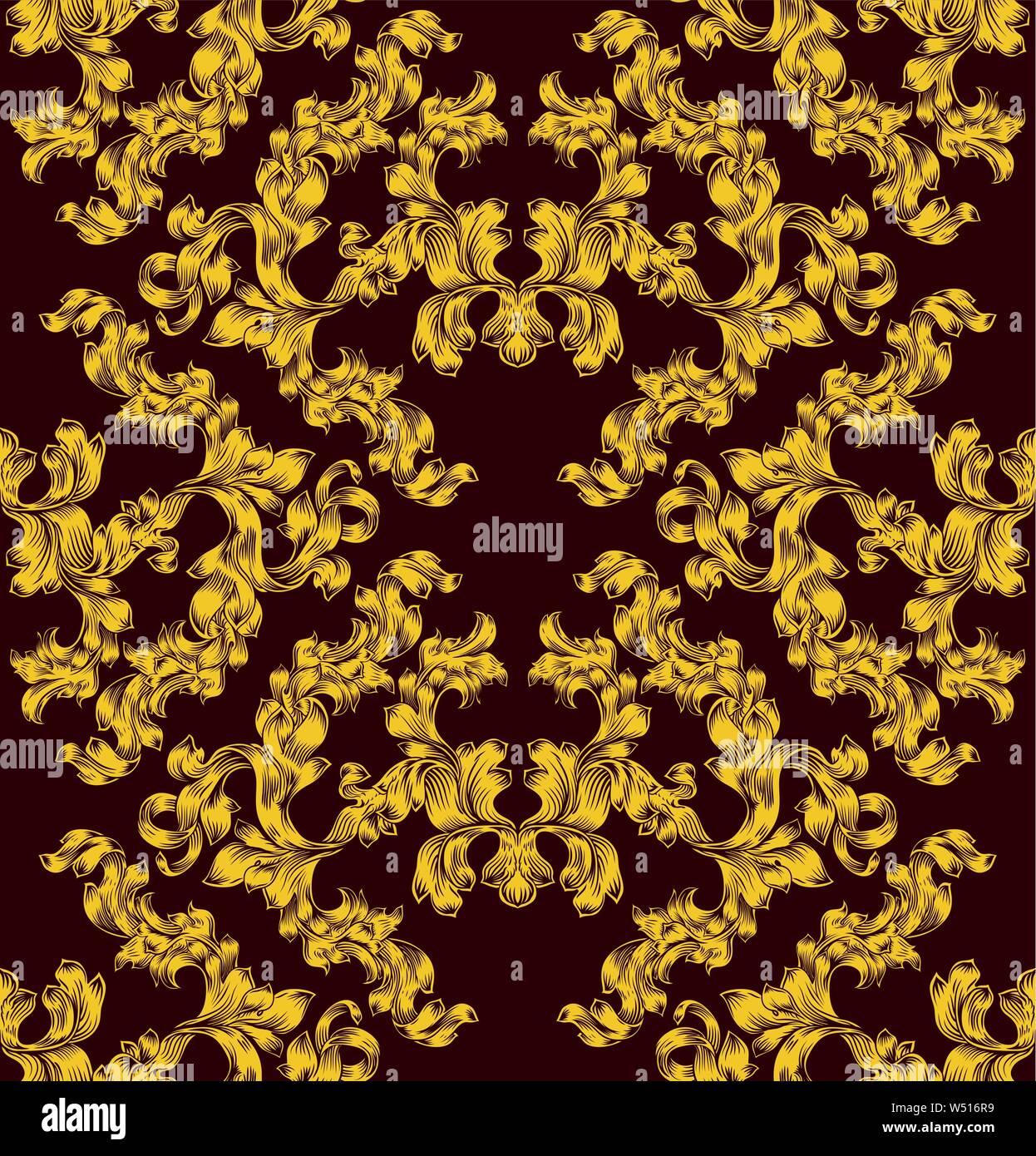 Patrón de desplazamiento motif floral azulejo perfecta Ilustración del Vector