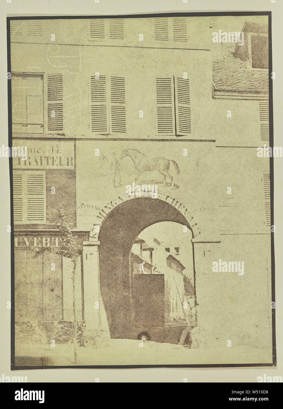 Distribuidor de caballos, avenue de Wagram, Hippolyte Bayard (francés, 1801 - 1887), París (Francia), 1847, Imprimir desde un papel salado Calotype negativo, 22,5 × 16,4 cm (8 7/8 x 6 7/16 pulg. Foto de stock
