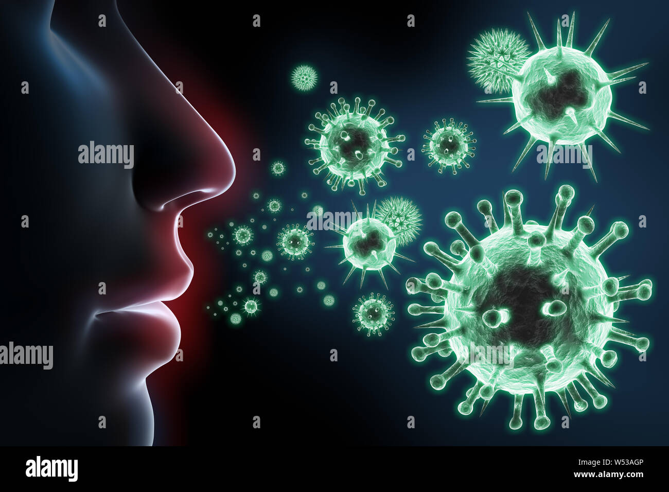 Concepto visual y de defensa del sistema inmunológico - Ilustración 3D Foto de stock