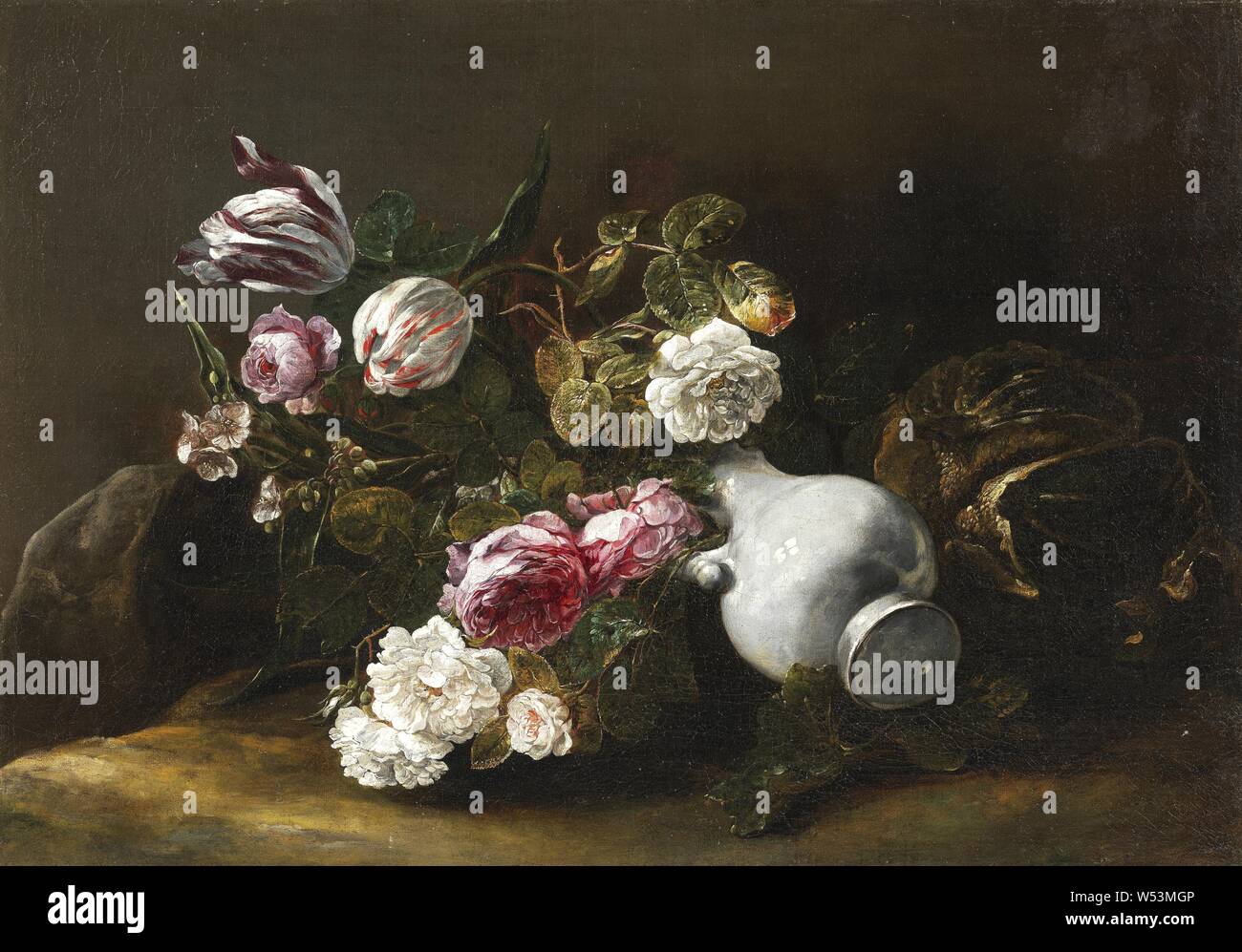 Jan Fyt, Bodegones de flores y una jarra anuladas, Flor bodegón con un  vuelco, pintura, bodegones,