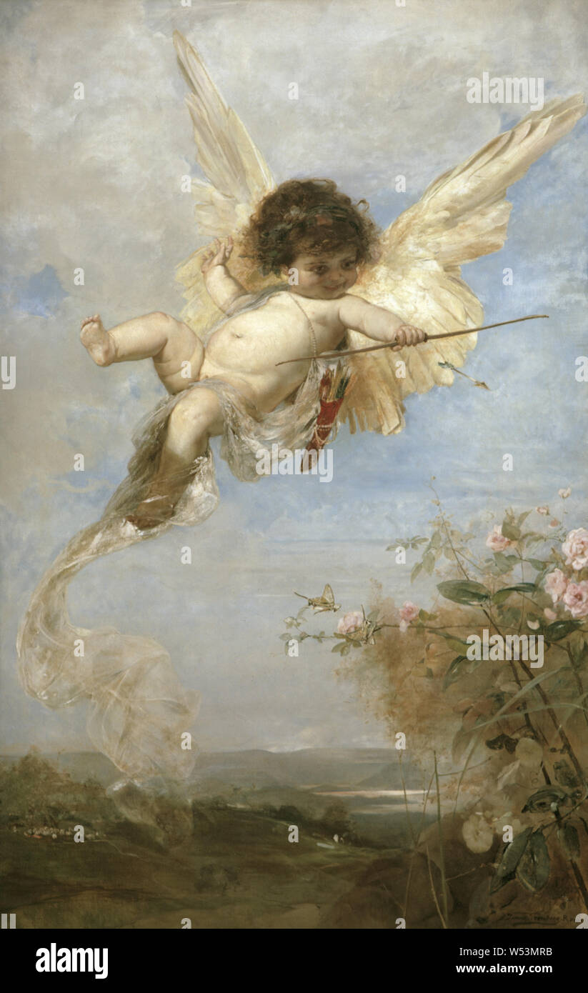 Julius Kronberg, Cupido, Amorín, pintura, 1878, óleo sobre lienzo, altura  171 cm (67,3 pulgadas), Ancho 108 cm (42,5 pulgadas), Signated, Roma 1878  Fotografía de stock - Alamy