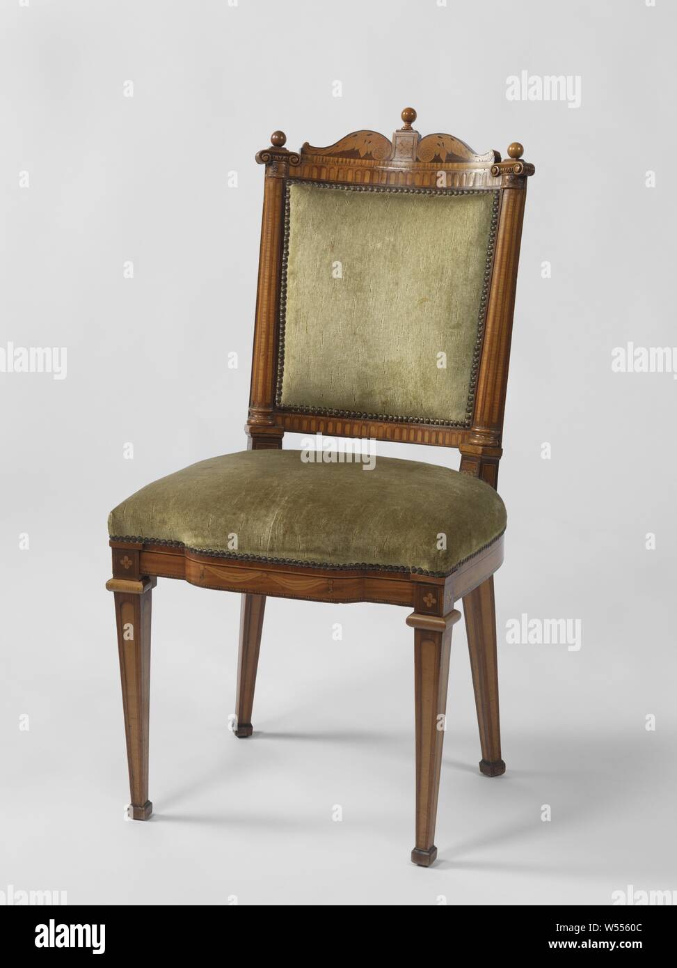 Posicionar abeja prisión Cuatro sillas silla hecha de madera de olmo, con la excepción de la espalda  completamente decorado con marquetería, silla hecha de madera de olmo  (serie de seis: de la A a la