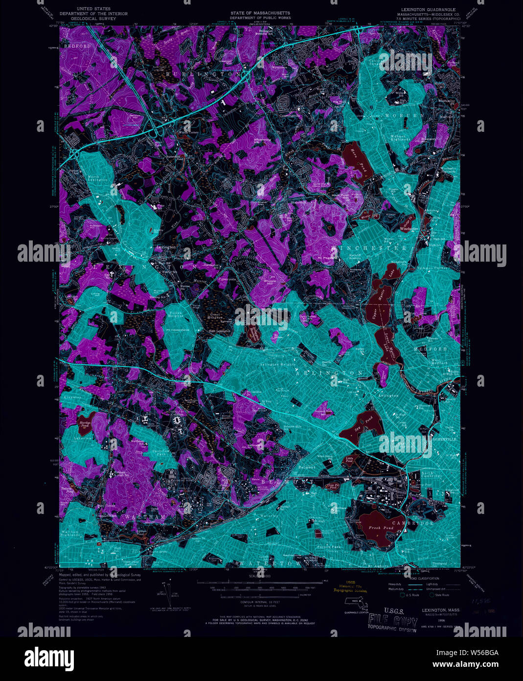 Mapa de lexington massachusetts fotografías e imágenes de alta