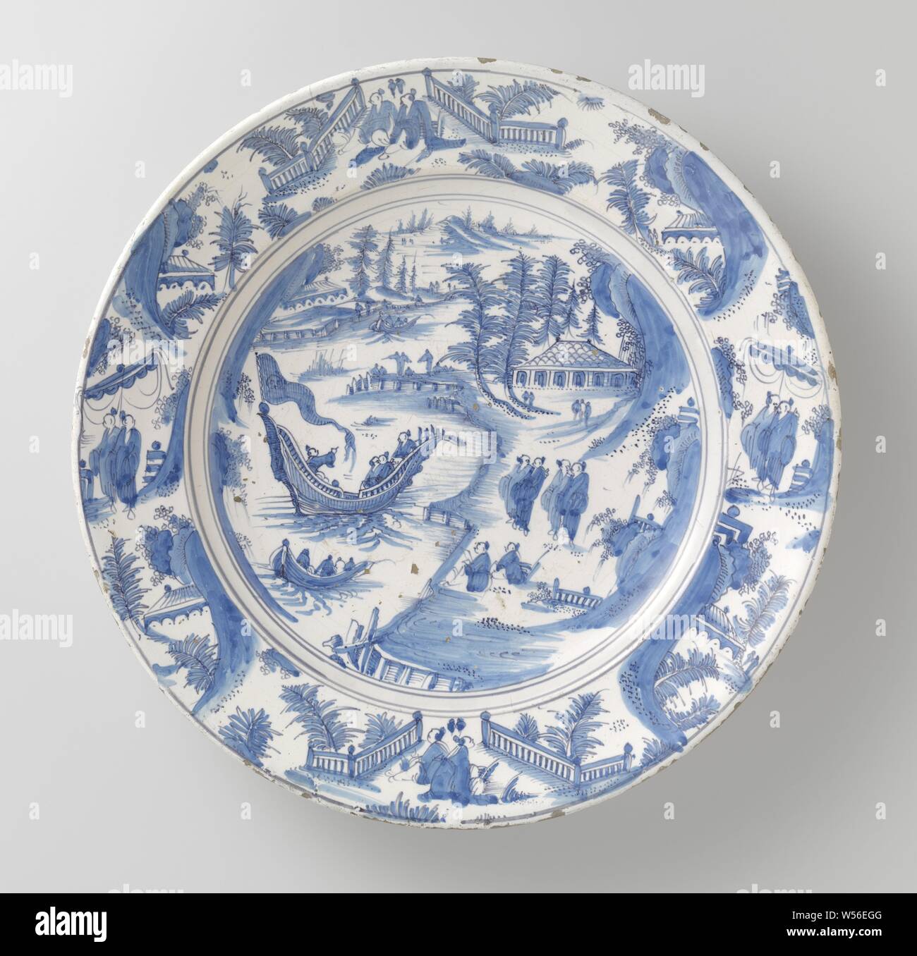 Dos platos, Plato con el paisaje chino, plato de loza con una decoración  inspirada en la porcelana china desde el período de transición., Willem  Jansz. Verstraeten (atribuido a), Haarlem, c. 1650 -