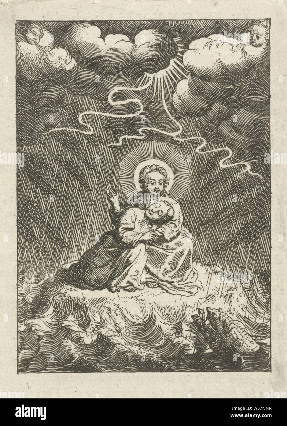 Alma personificada durmiendo en el regazo de Cristo durante una